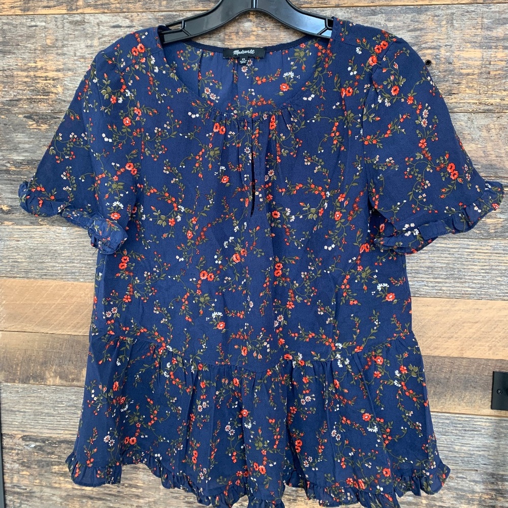 Madewell Floral Silk Blouse